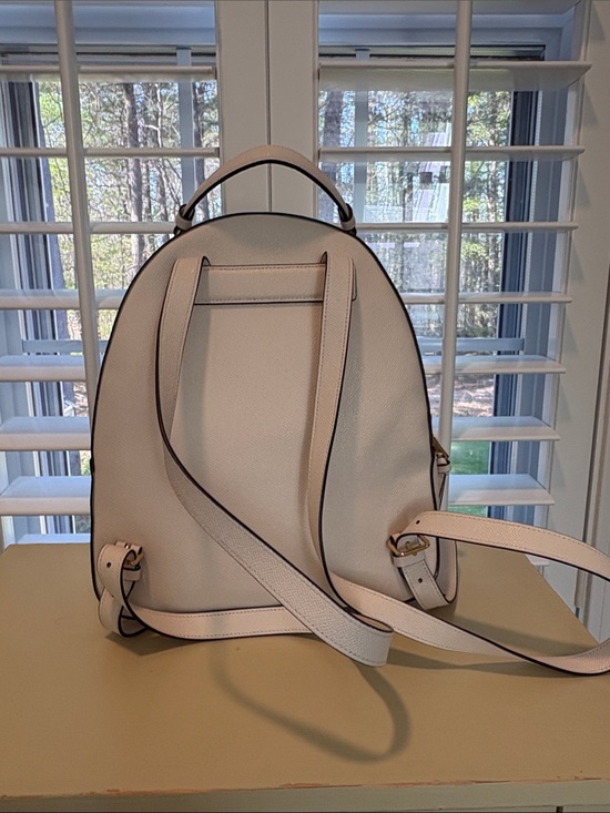 Coach Jordyn Backpack in Chalk Pebble Leather, Signature Logo and  Gold Hardware